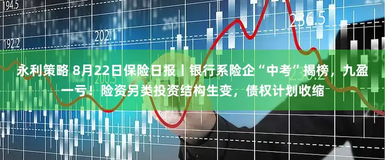 永利策略 8月22日保险日报丨银行系险企“中考”揭榜，九盈一亏！险资另类投资结构生变，债权计划收缩